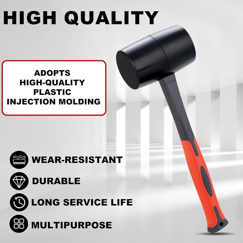 DESHIL Rubber Mallet 16 oz, Durable Rubber Hammer Head with Fiberglass Handle, Great for Flooring, Tent Stakes, Camp Trips, Woodworking, DIY Projects Home Decoration and Soft Blow Tasks without Damage - Image 3